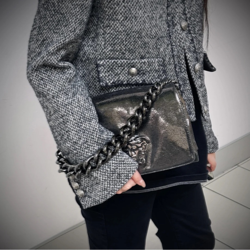 Versace Black Leather Medusa Palazzo Sultan Shoulder Bag